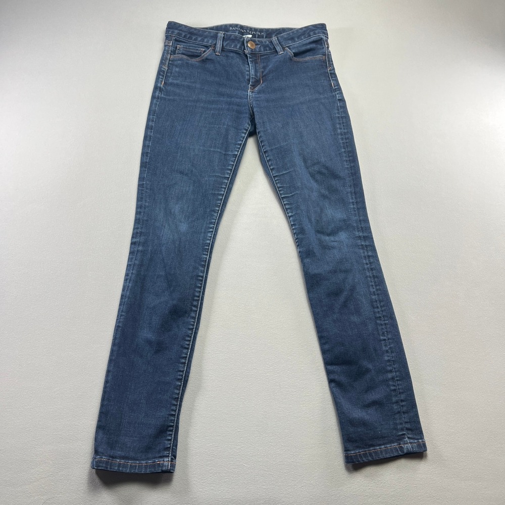Banana Republic Skinny Jeans Womens 27P Blue Denim Stretch Dark Wash Low Rise